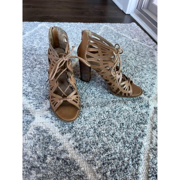 Nude Lace Up Heels - Size 8 - Picture 4 of 5